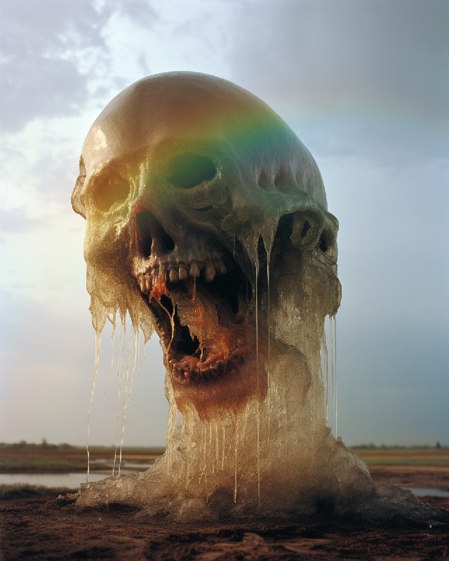 Deformed head demonic hybrid organism mutating