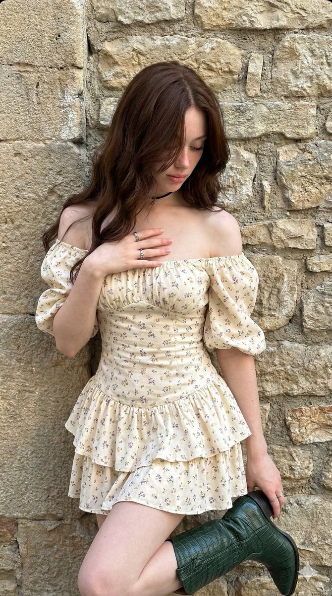 Bohemian Beauty Against Stone Wall