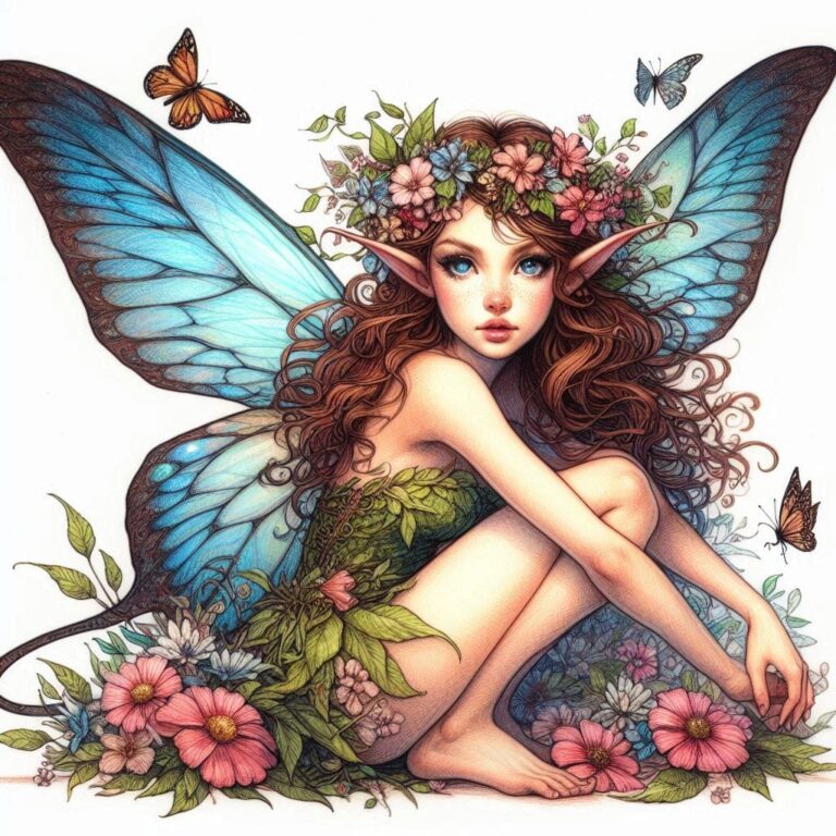Woman with a butterfly on her head, julie dillon