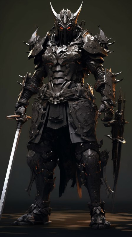 Shadow Samurai Black Swordsman Mech Intricate Art