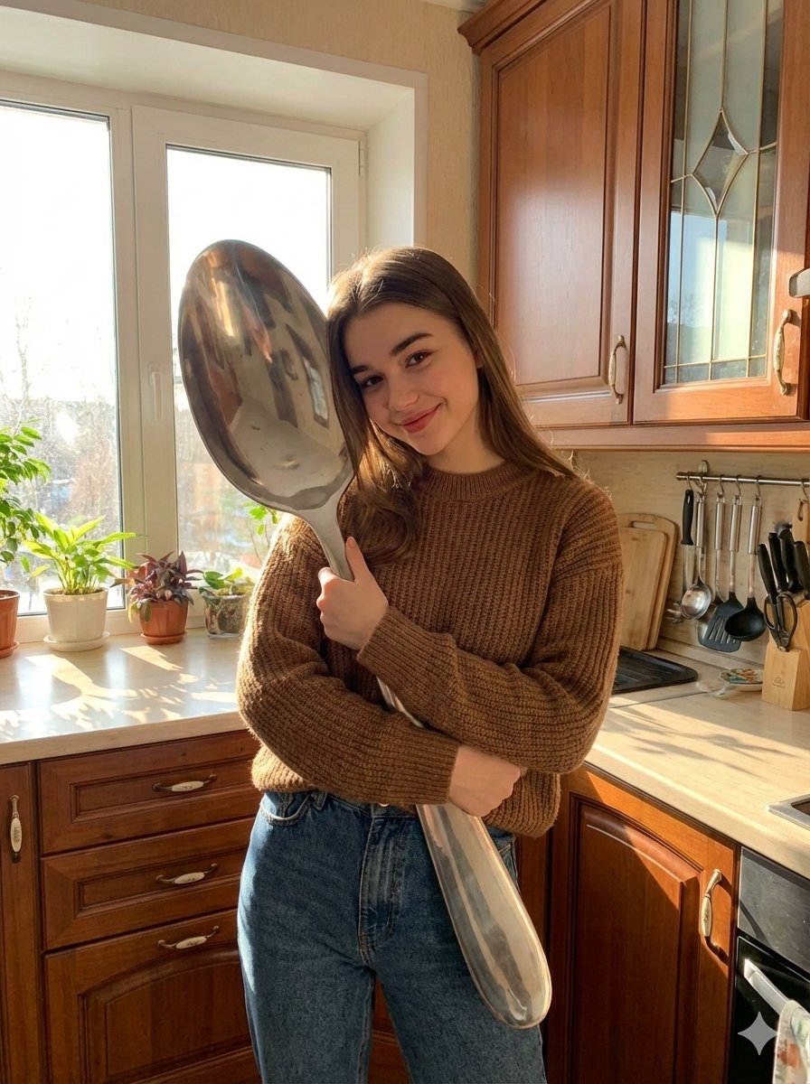 Woman With Giant Spoon