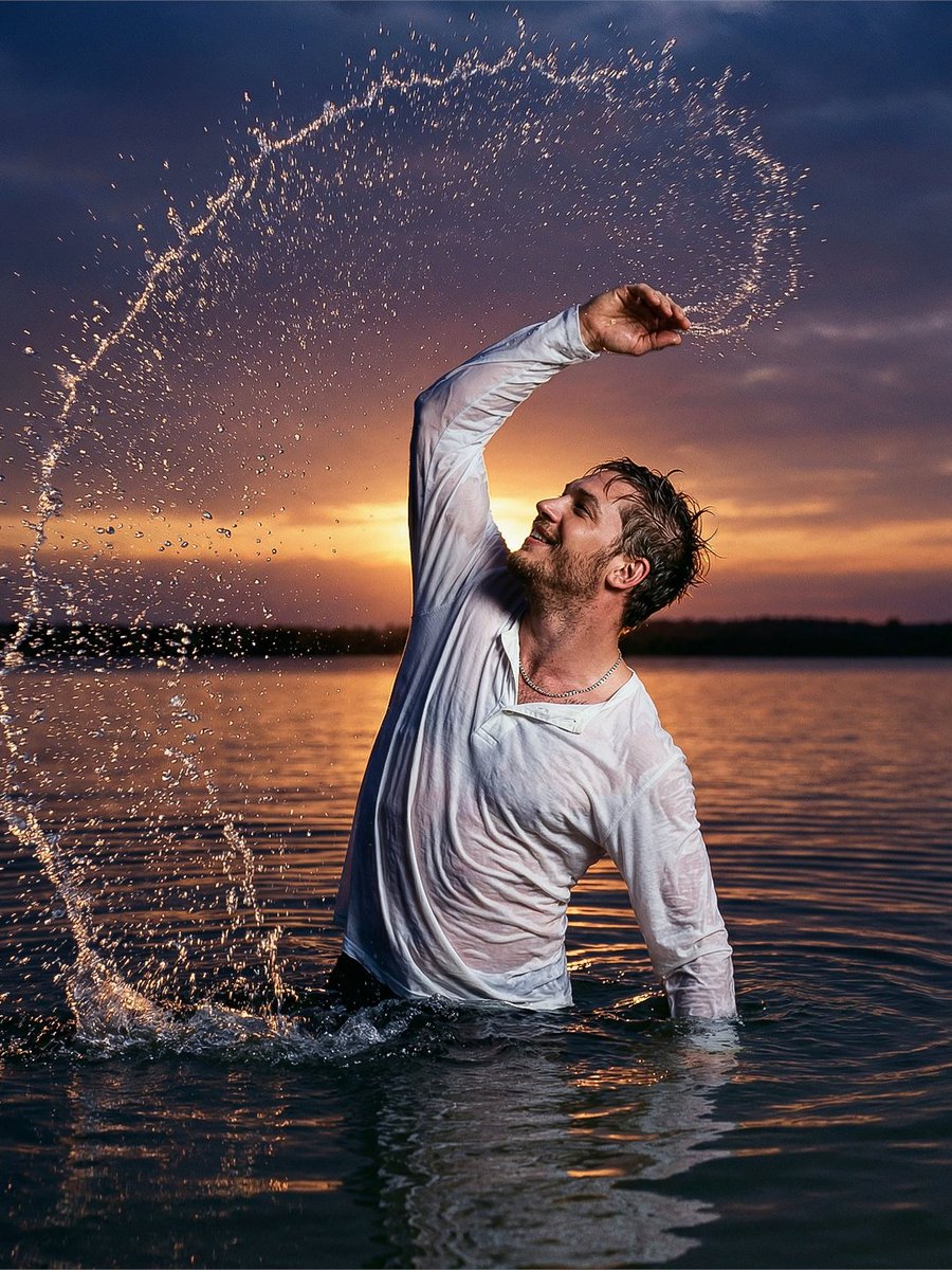 Sunset Splash Cinematic Portrait