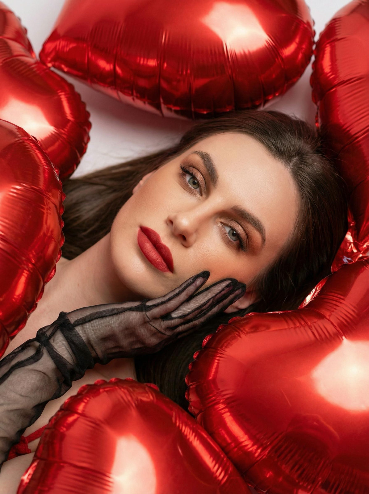 Red Balloons Romance Overhead