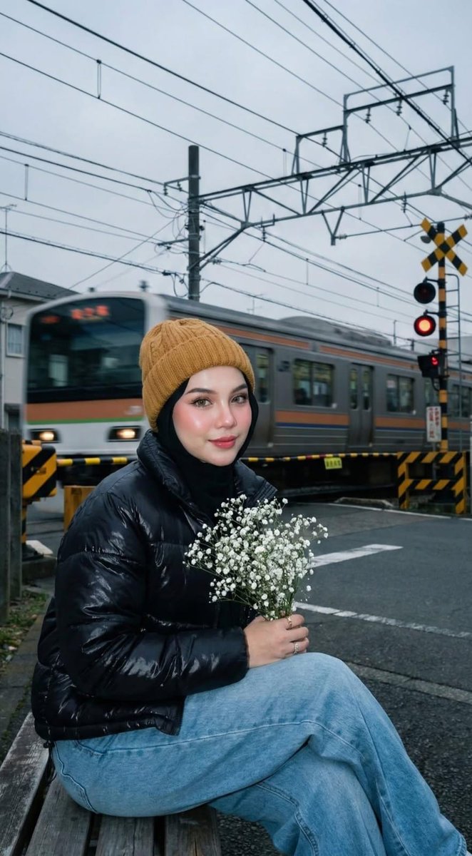 Nostalgic Japanese Railway Crossing Portrait