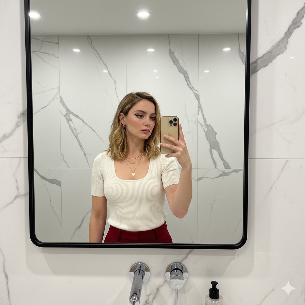 Sydney Sweeney Bathroom Mirror Selfie