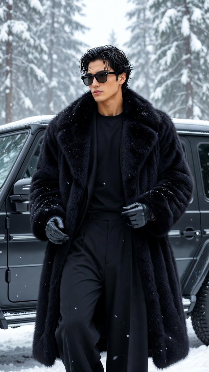 Winter Fashion Man Beside G-Wagon
