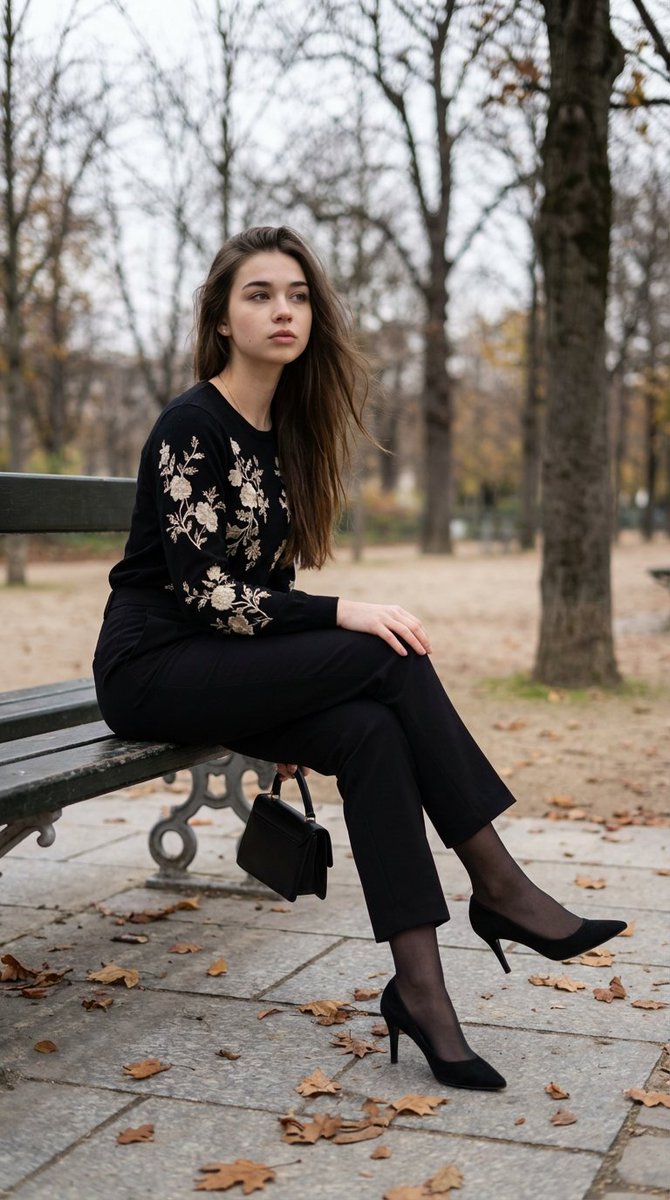 Parisian Elegance in Autumn Park