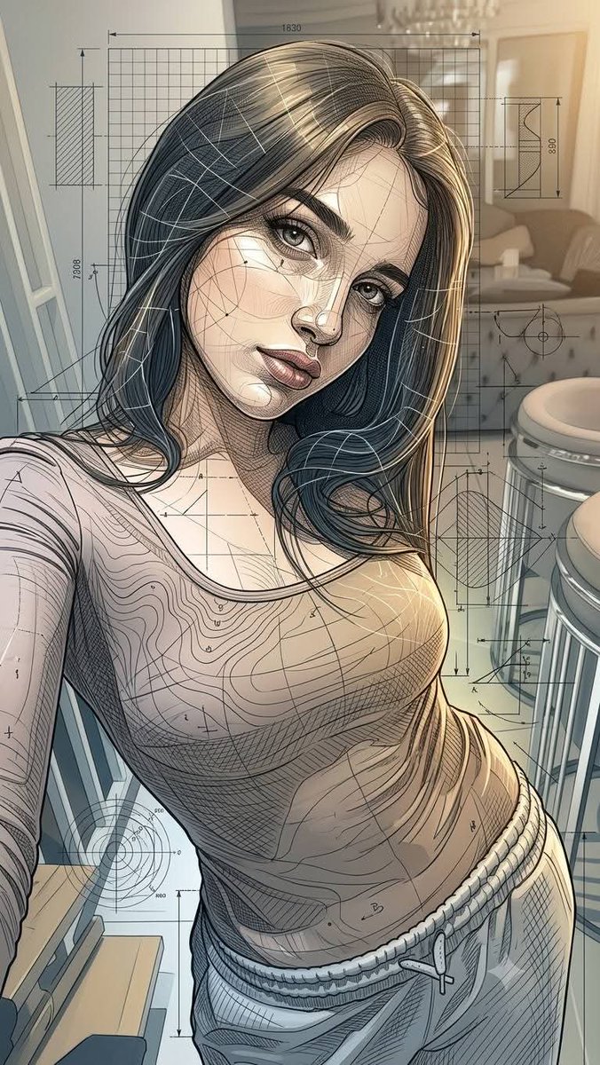 Neo Parametric Blueprint Art Fusion