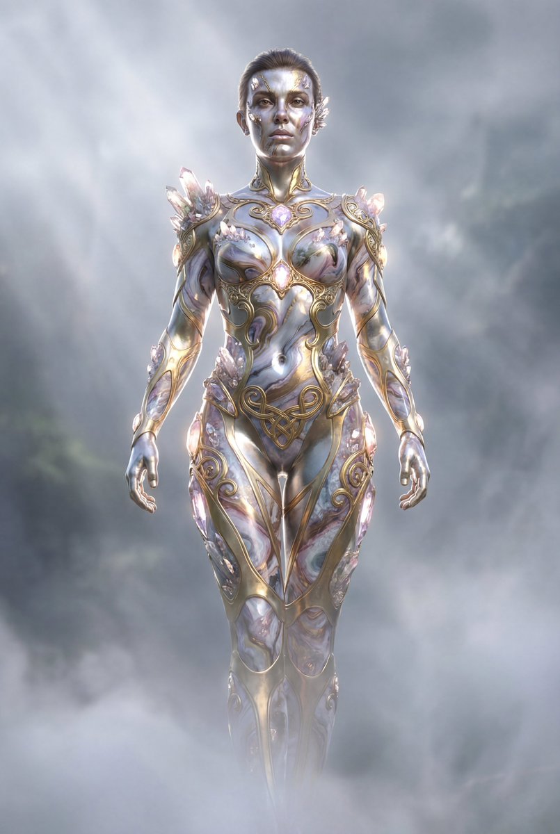 Golden Goddess Emerges from Mist