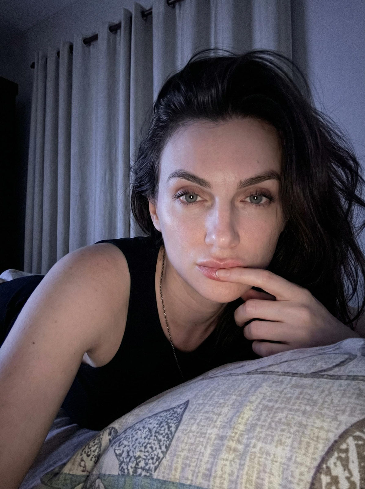 Moody Low-Light Bedroom Selfie