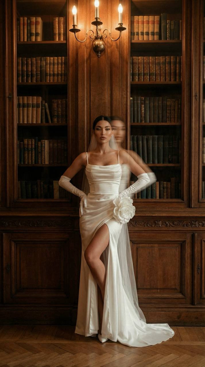 Ghostly Bride in Ancient Library