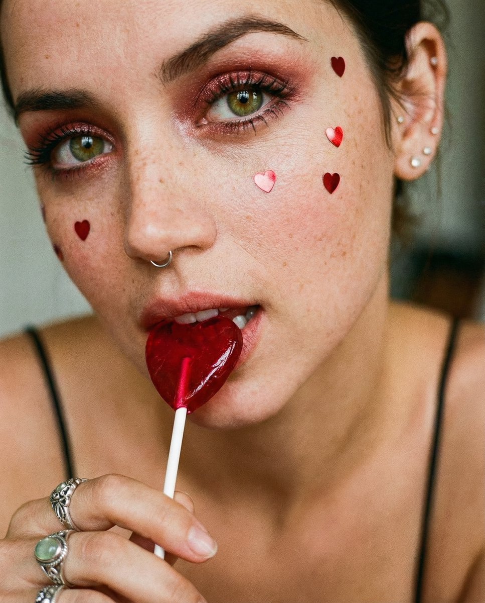 Cherry Red Coquette with Heart Lollipop