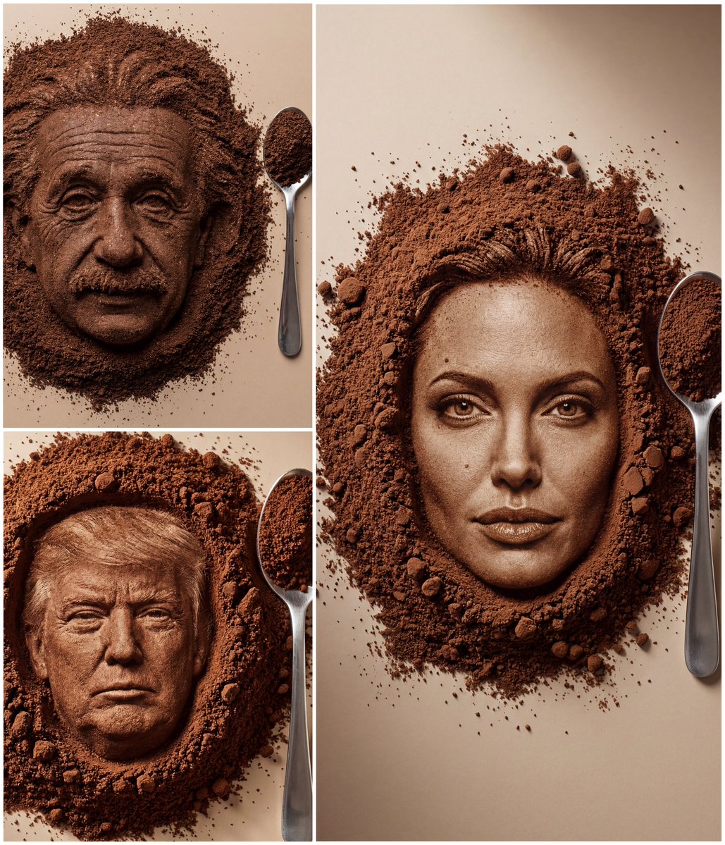 Coffee Powder Face Sculpture Art