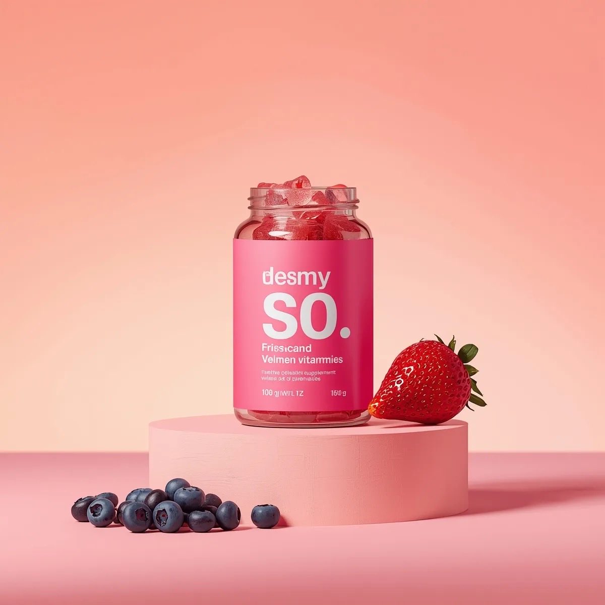 Pink Gummy Vitamin 3D Product Ads