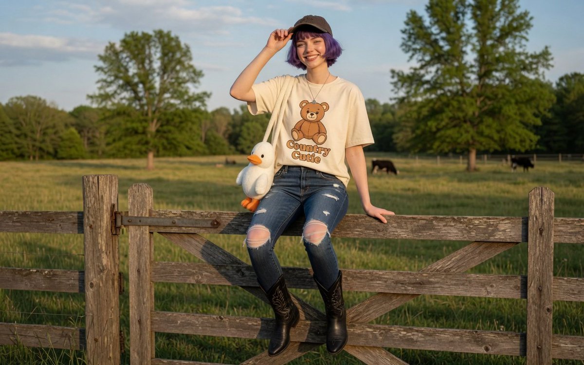Country Cowgirl Farm Fence Portrait