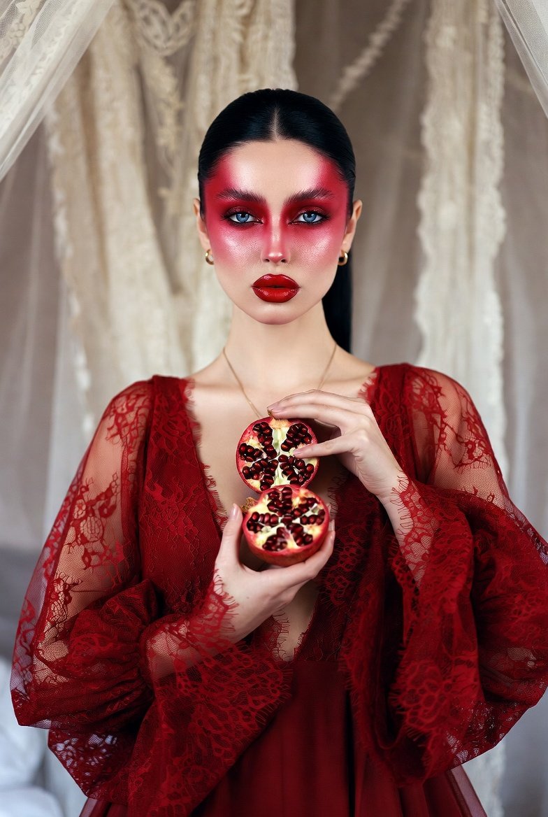 Mysterious Red Dress Beauty