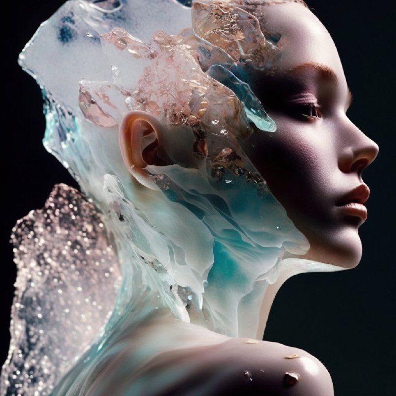 Beautiful human body with Clear Mineral and opal
