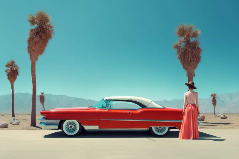 Extravagant retrofuturistic 1960s concept car