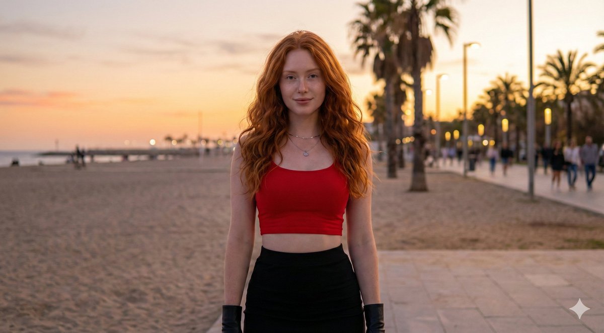 Confident Redhead Sunset Fashion Portrait