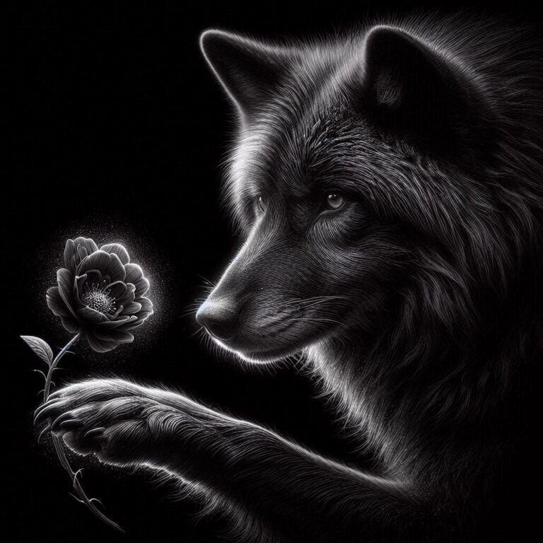 Beautiful Black Wolf with Shiny Fur