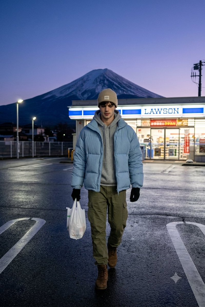 Mount Fuji Lawson Parking Lot Candid