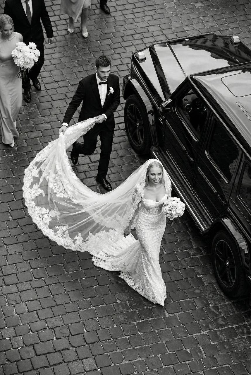 Luxury Black White Wedding Drone Shot