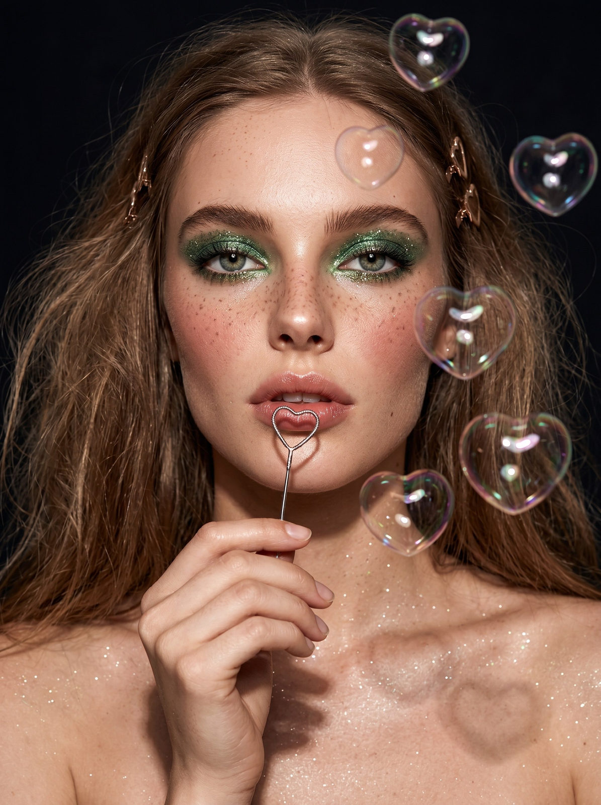 Heart Bubble Beauty Portrait