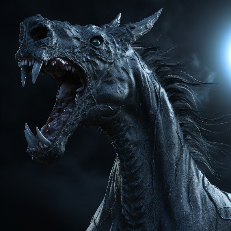 Equine watercreature with a canine mouth