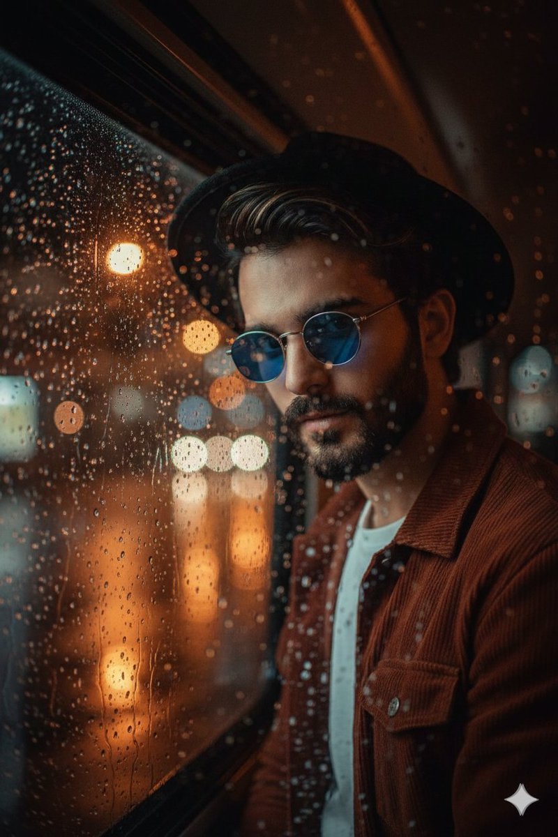 Rainy Night Bus Window Portrait