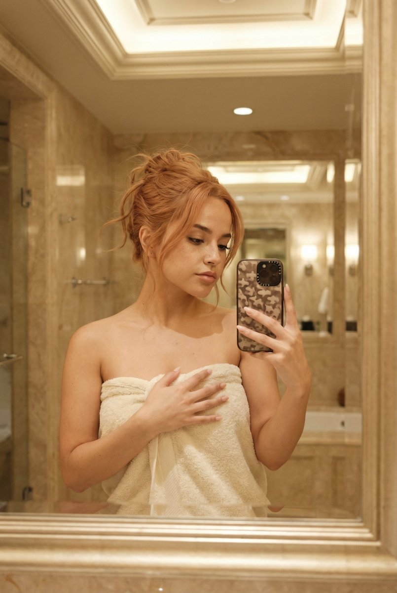 Elegant Bathroom Mirror Selfie