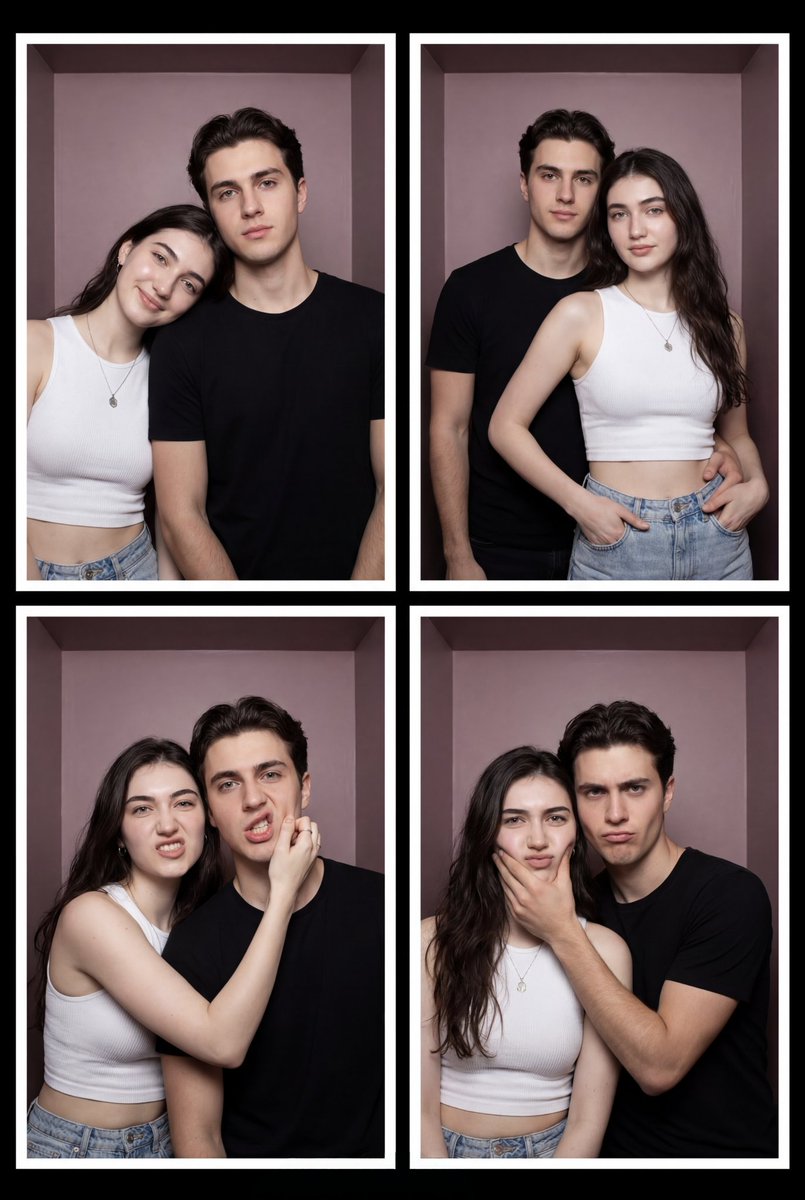 Young Couple Playful Photobooth