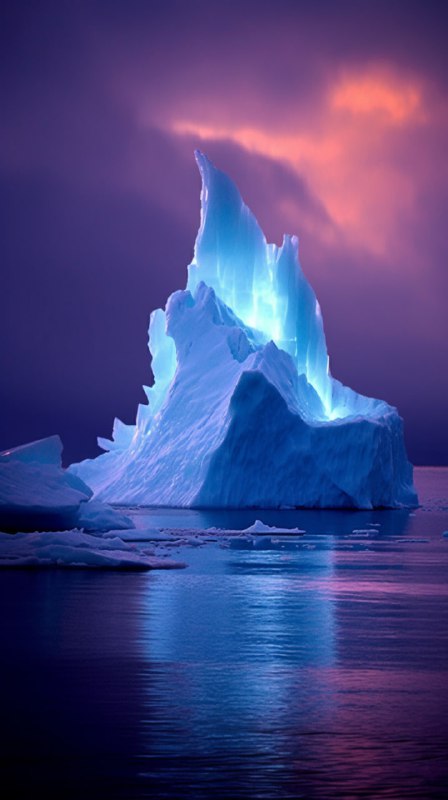 Luminescent Iceberg Glowing in Arctic Nature Scene
