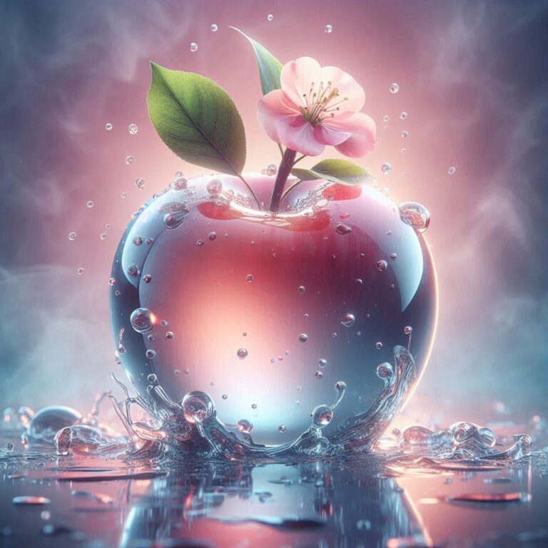 Clear glass transparent apple