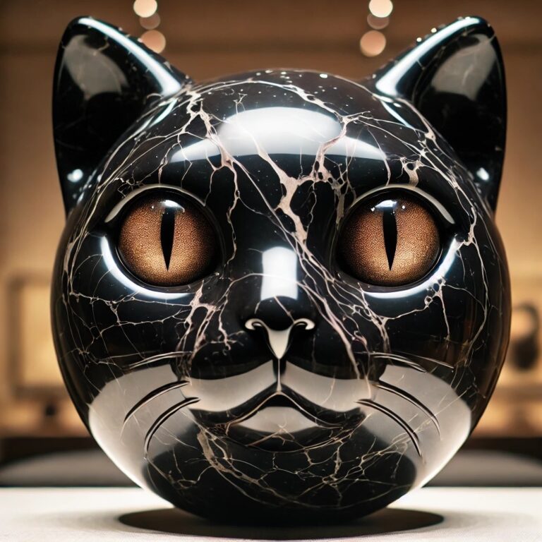 A highly detailed, polished black marble sculpture