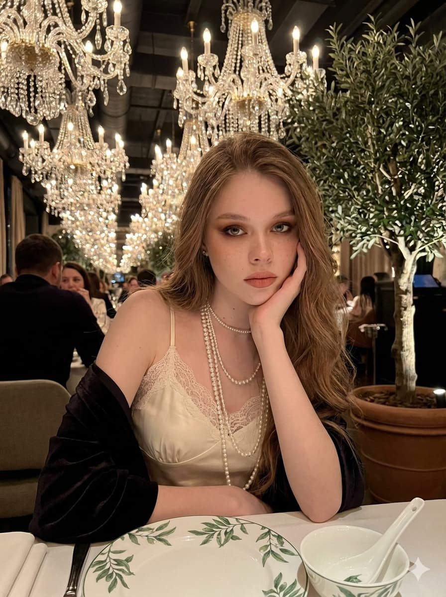 Elegant Woman in Luxurious Restaurant