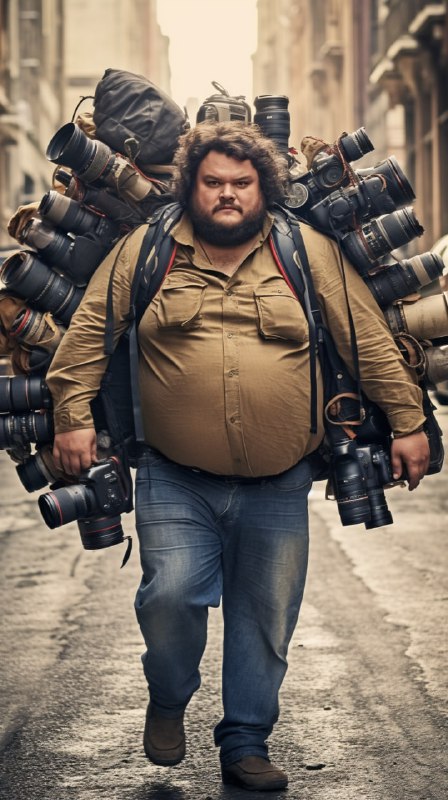 A professional fat photographer on street