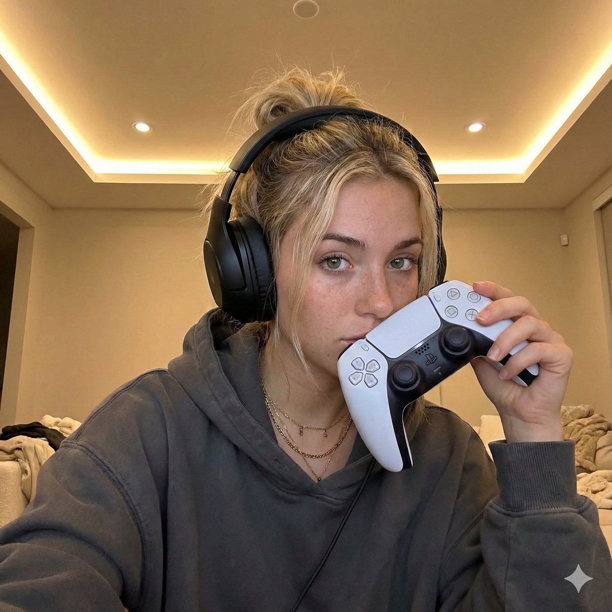 Gamer Girl Cozy Night Selfie