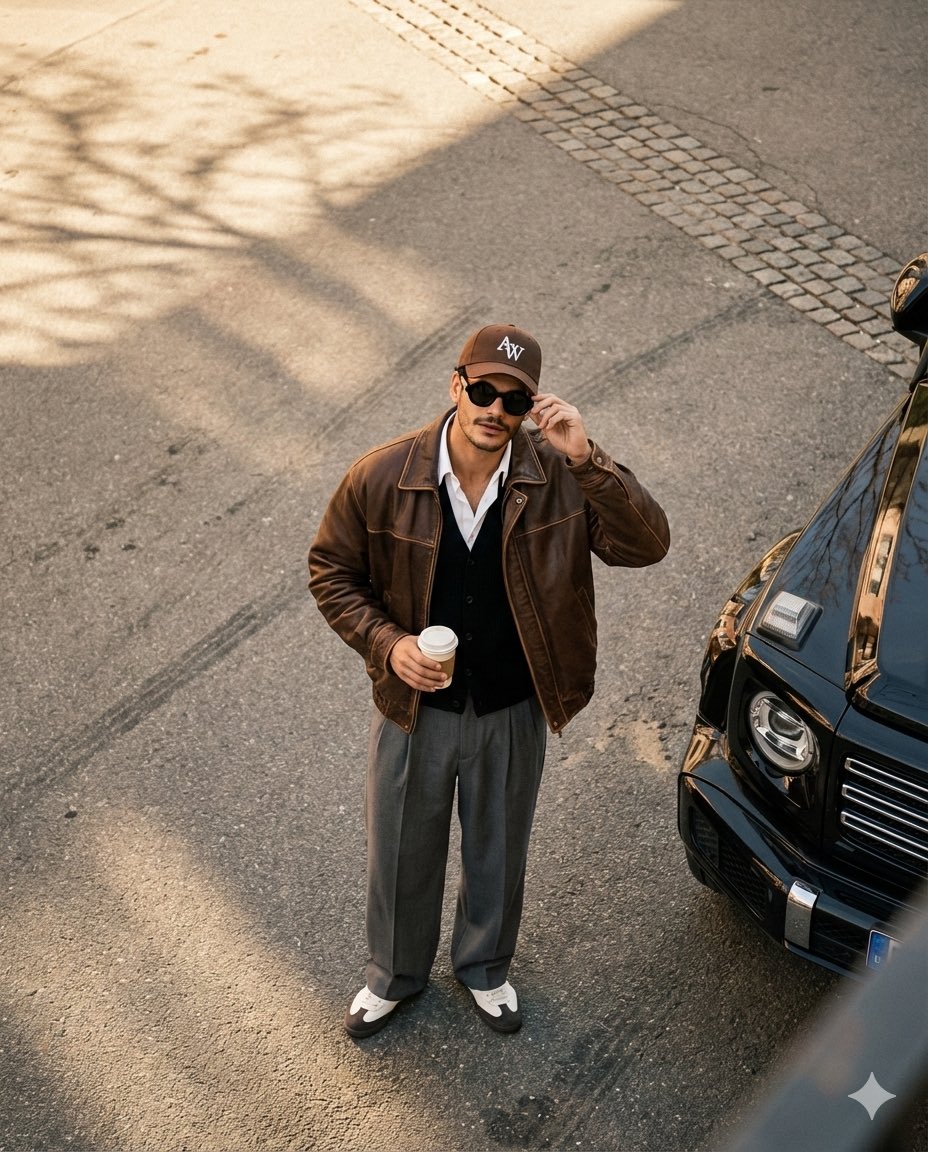 High-Angle Street Portrait