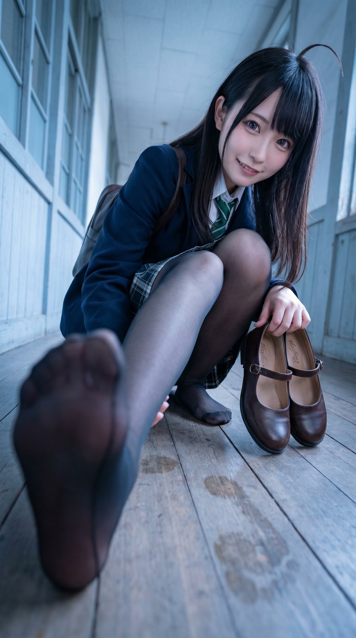 Japanese Schoolgirl Playful Foot Closeup
