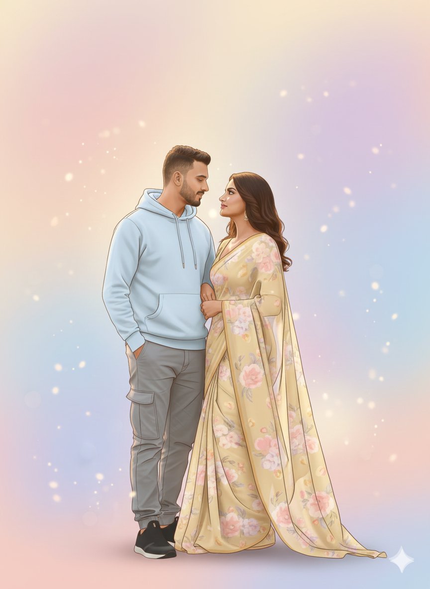 Macaron Romance Couple Illustration