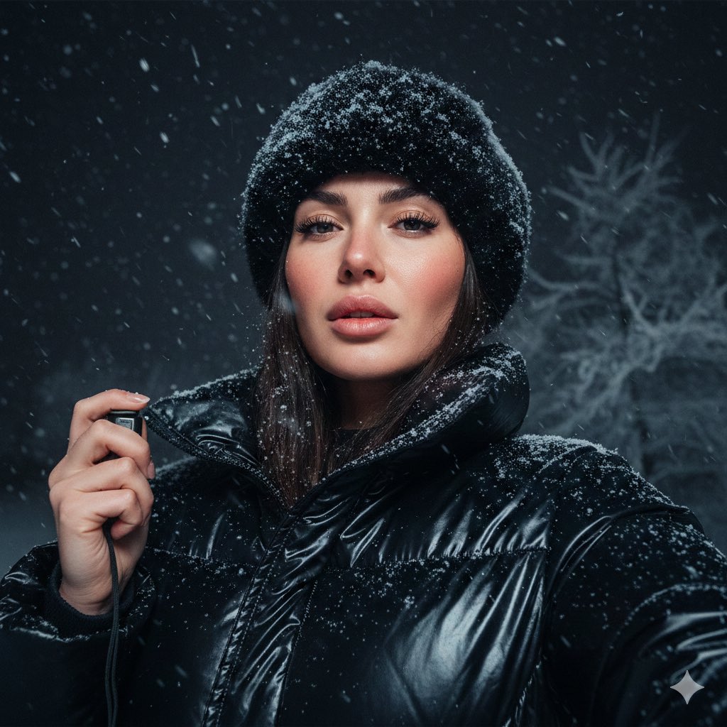 Cinematic Winter Night Selfie