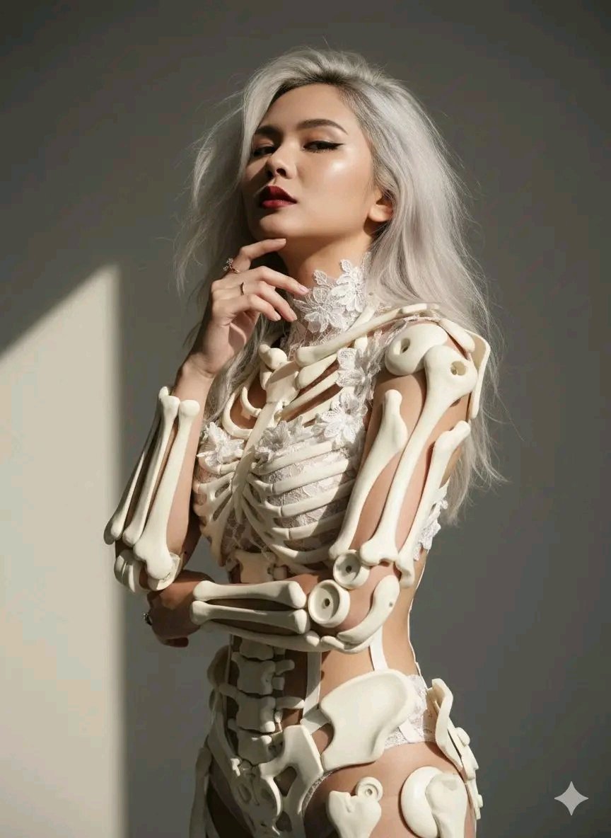 Skeletal Cyborg Goddess Portrait