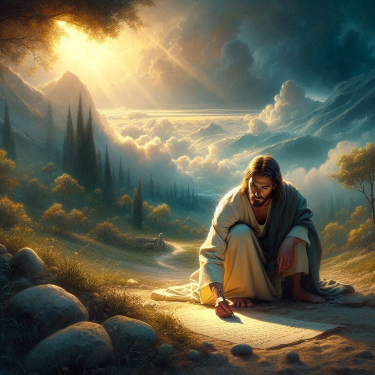 Jesus Writing in the Dirt Serene Fine Art Painting