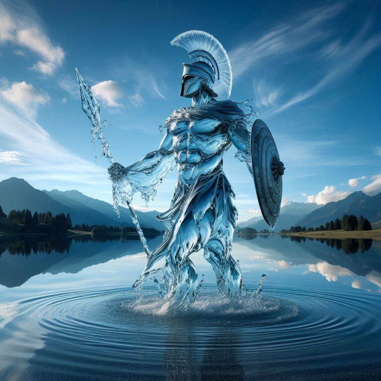 Flowing water, gracefully standing in a serene lake