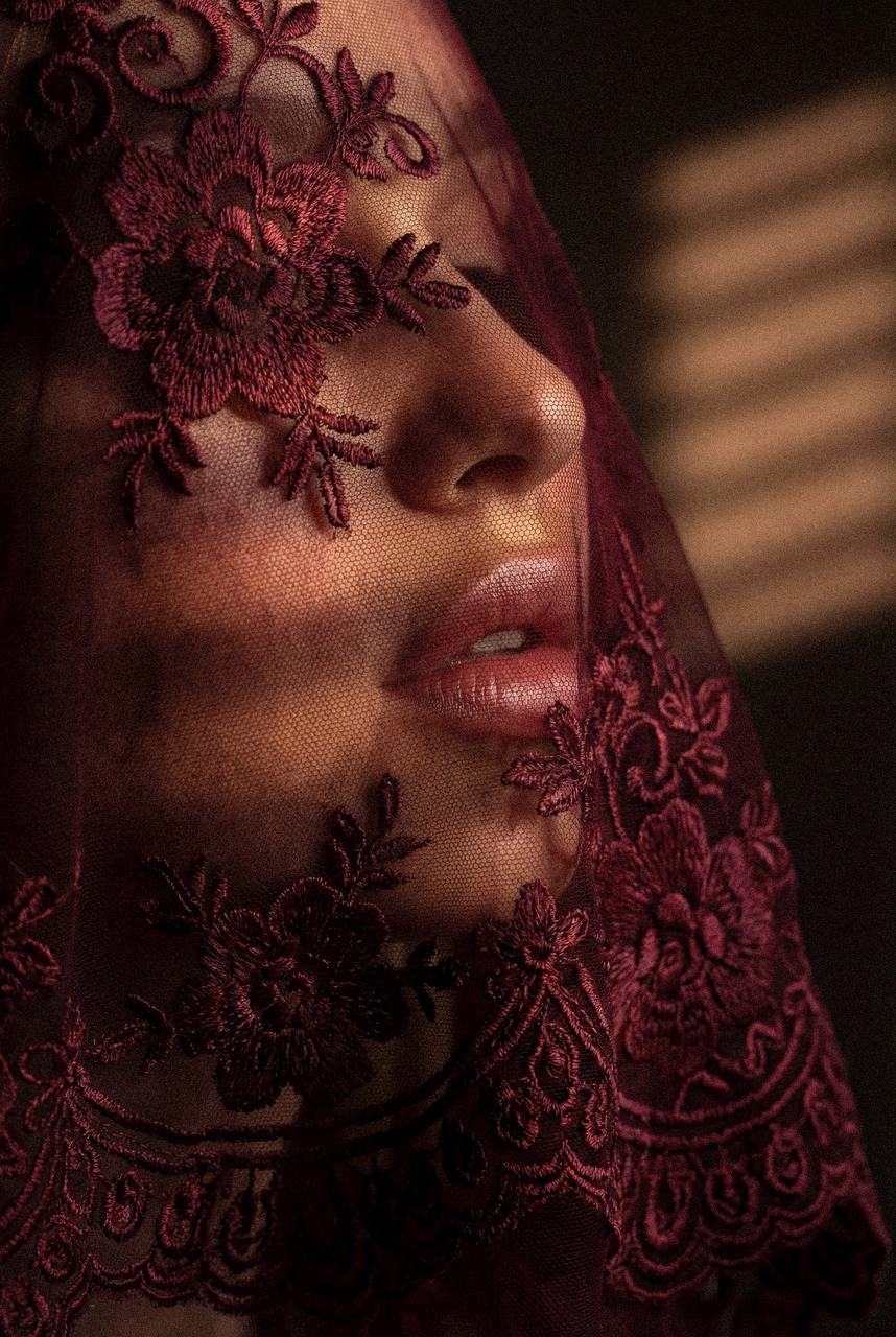 Velvet Shadows: Lace Portrait