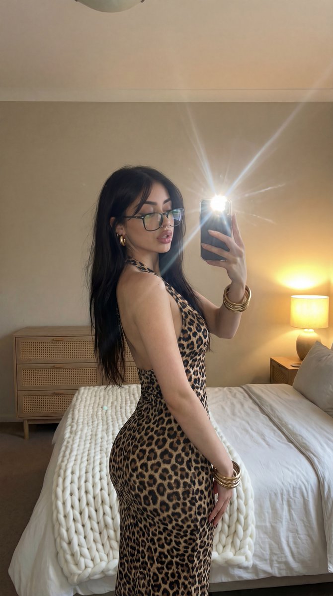 Leopard Mirror Selfie Glow
