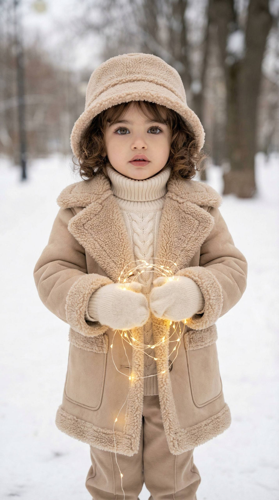 Snow Child Warm Lights Portrait