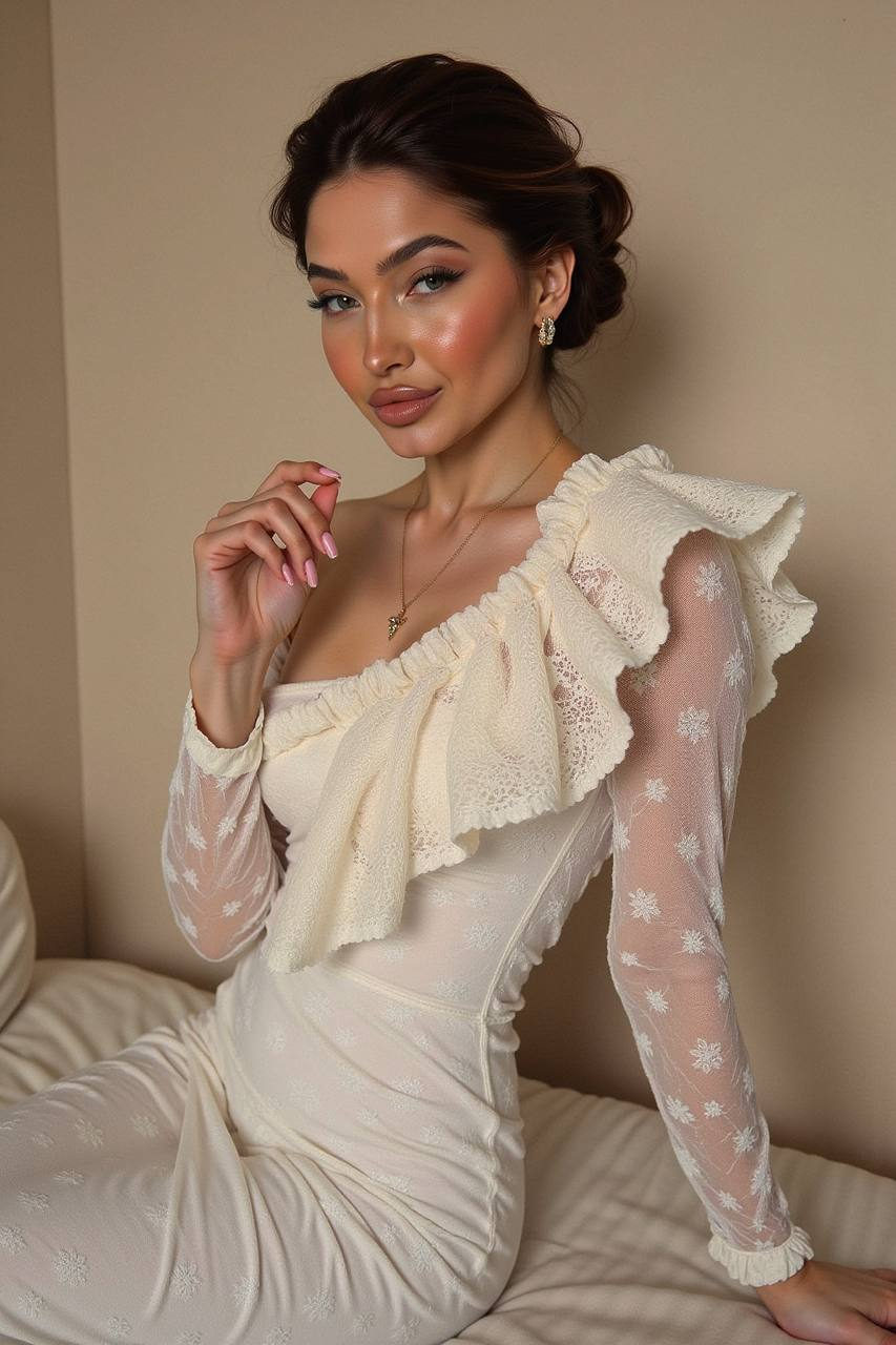 Elegant Ivory Lace Fashion Portrait