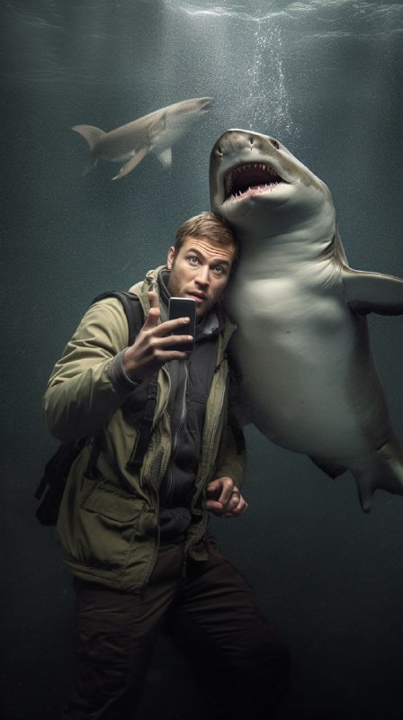 Shark selfie with a man