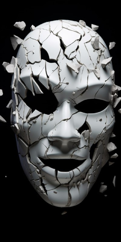 Porcelain sculpture of a shattered mask